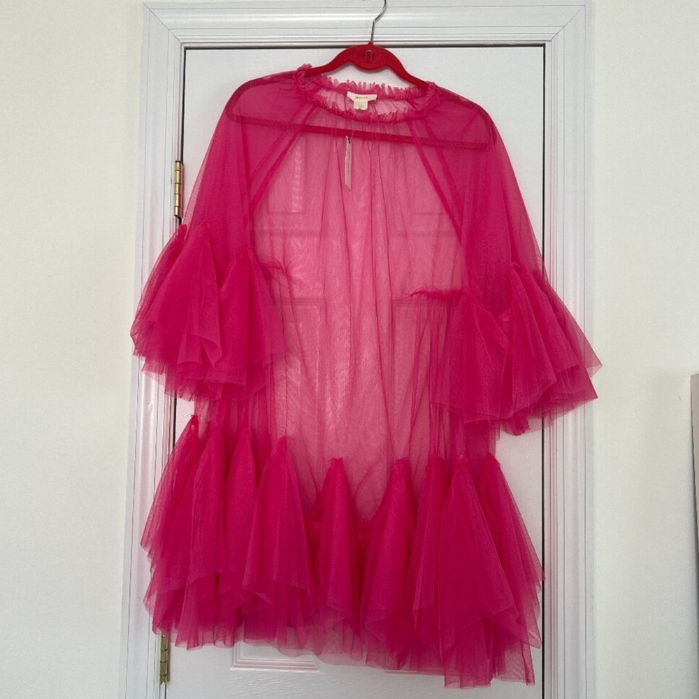NWOT Anthropologie Pink Bell Sleeve Layering Babydoll Dress/Shirt